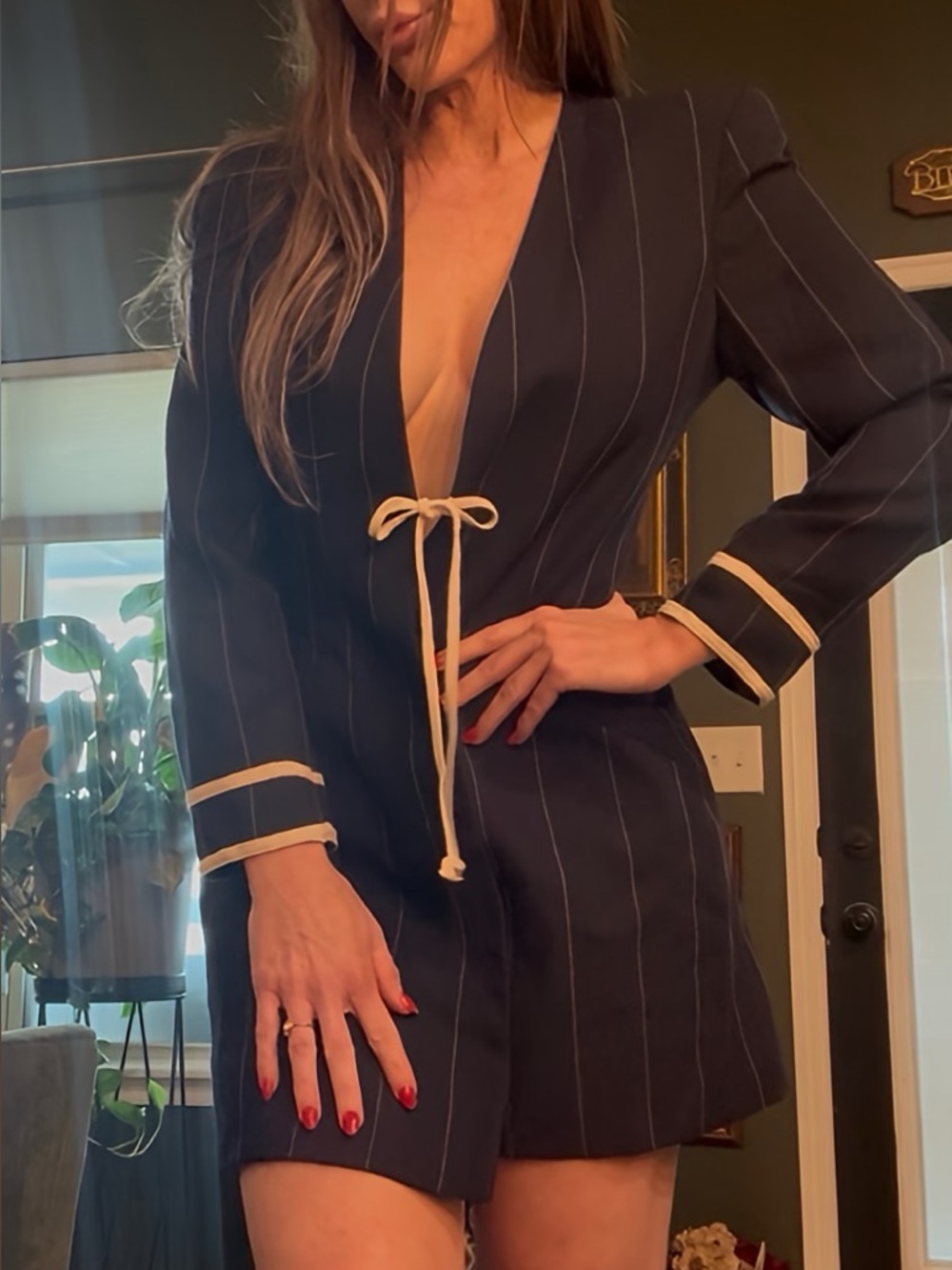 Giorgio Armani Le Collezioni Pinstripe Skirt Suit Set, sz 42,44